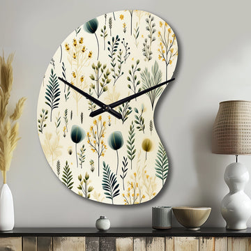 Botanical Harmony - Asymmetric Metal Wall Clock